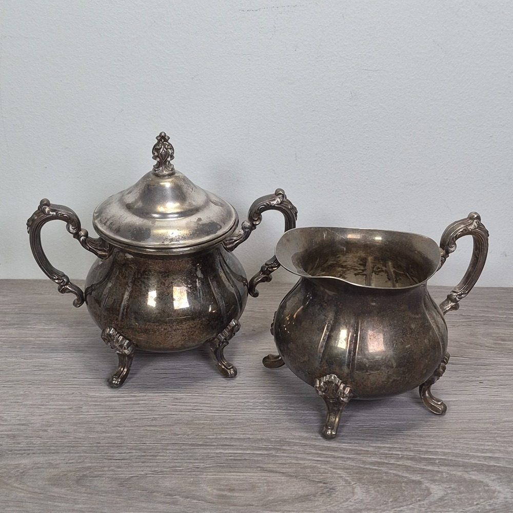 Vintage Towle Grand Duchess Cream & Sugar Set Silverplate Serving Tea Party